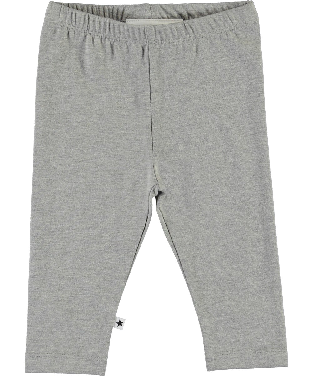 Nette Solid - Grey Melange - Grey organic baby leggings