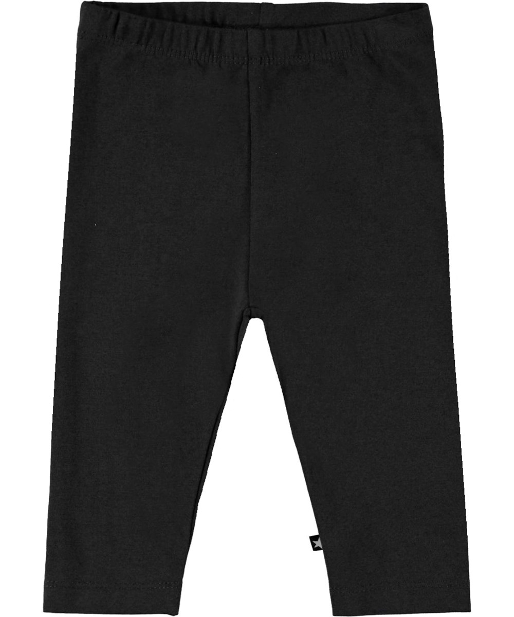 Nette Warm - Black - Black organic baby leggings