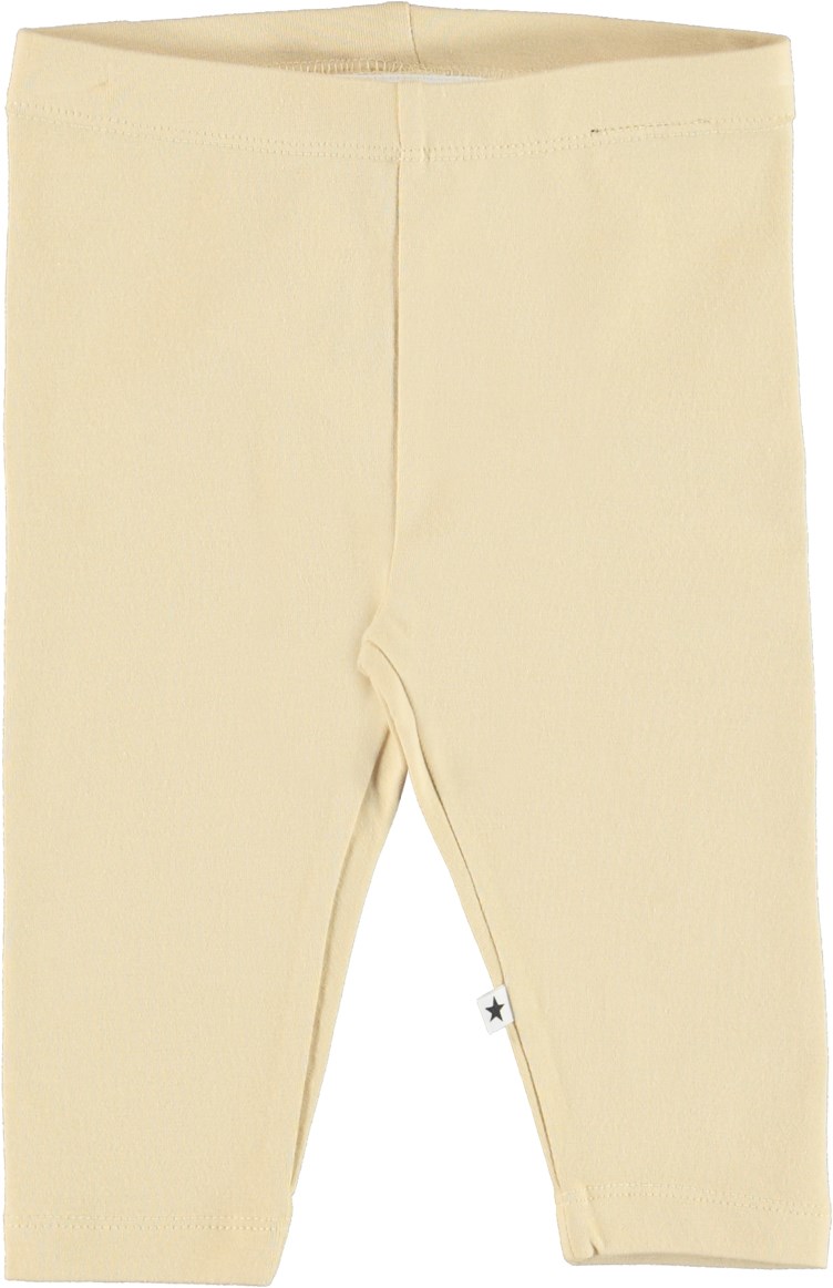 Nette Warm - Starlight - Light yellow organic baby leggings