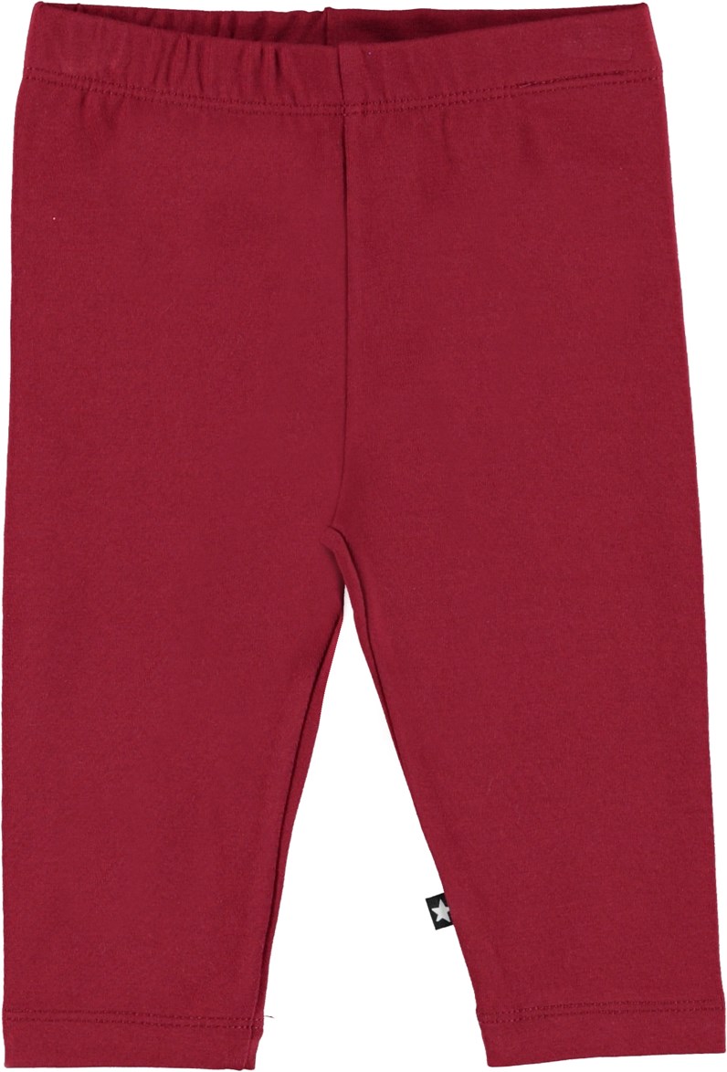 Nette Warm - Velvety - Red organic baby leggings