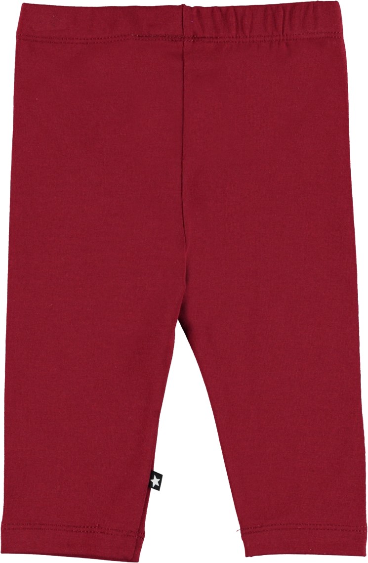 Nette Warm - Velvety - Red organic baby leggings