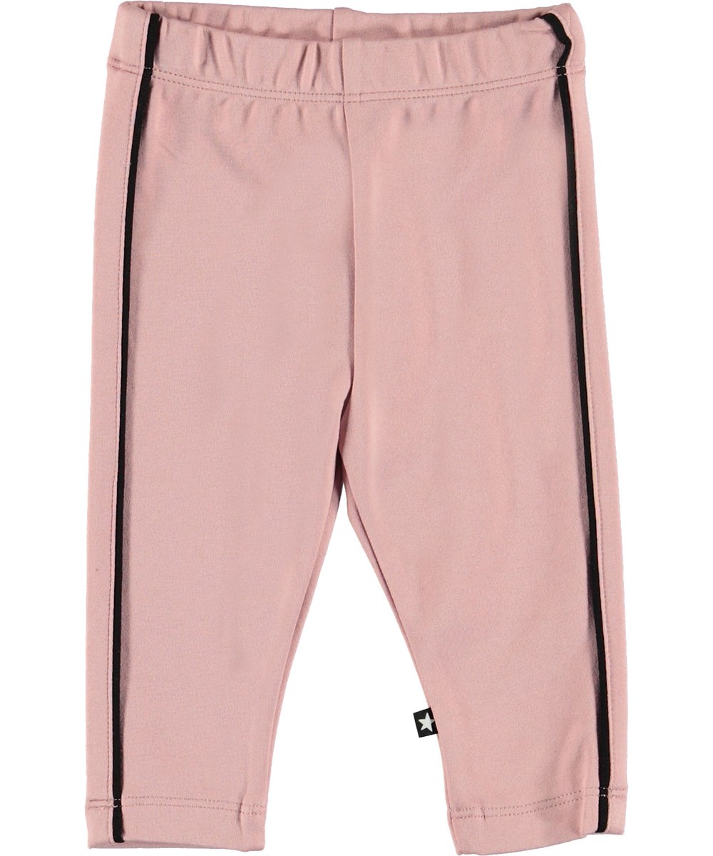 Shawna - Rosewater - Pink baby leggings with stripes.