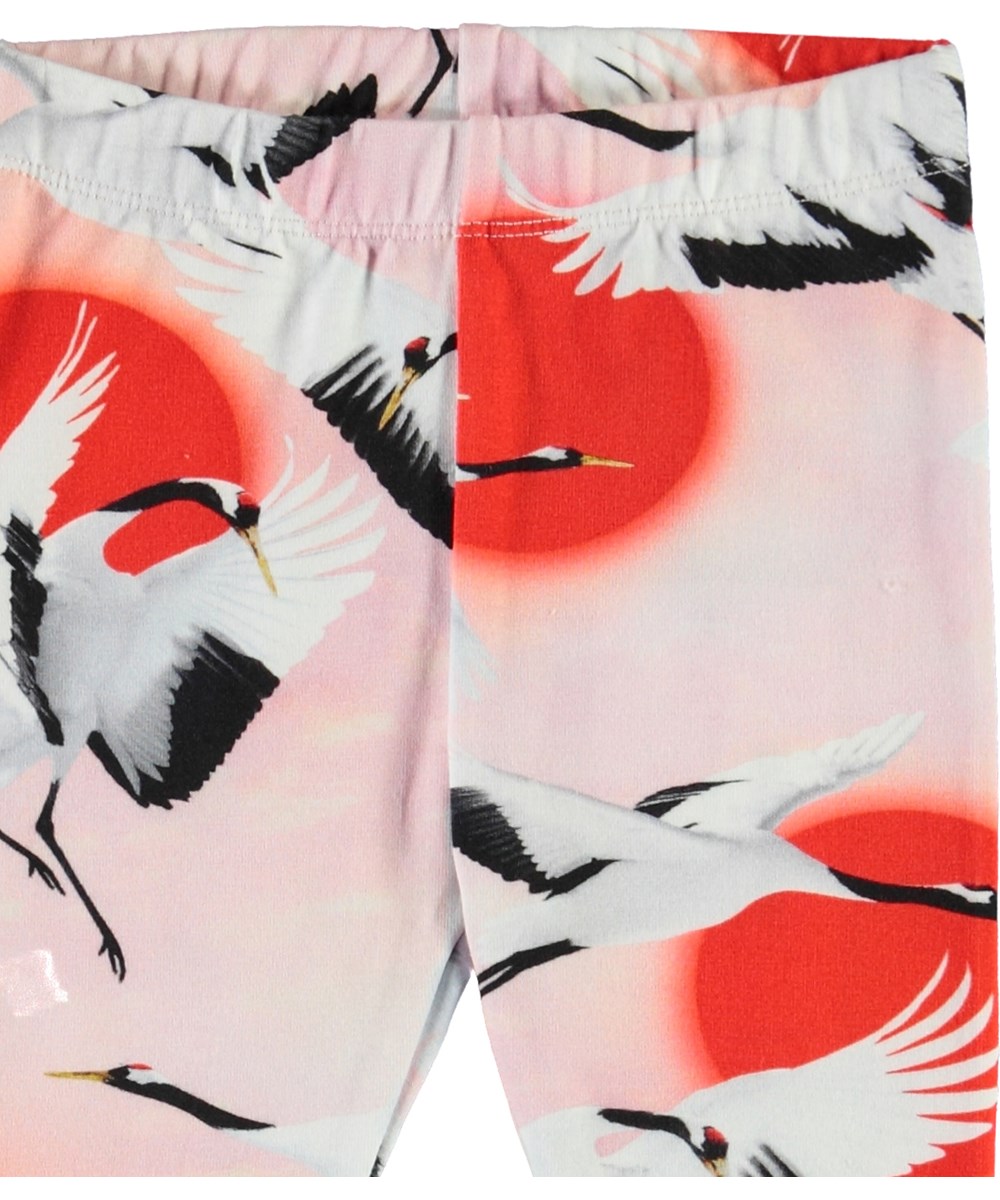 Stefanie - Sunrise Cranes - Organic baby leggings with birds