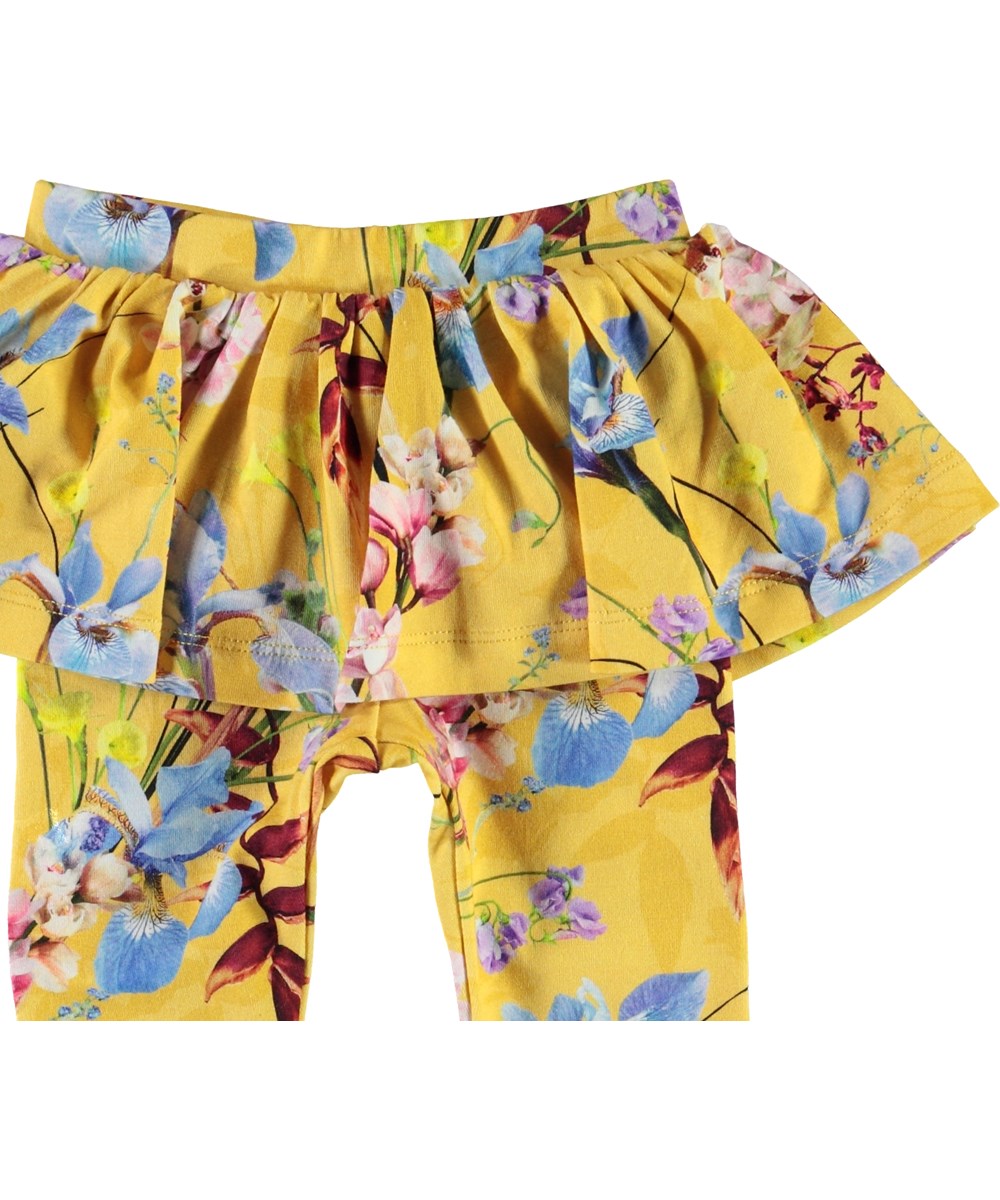 Susan - The Art Of Flowers - Yellow baby leggings with skirt