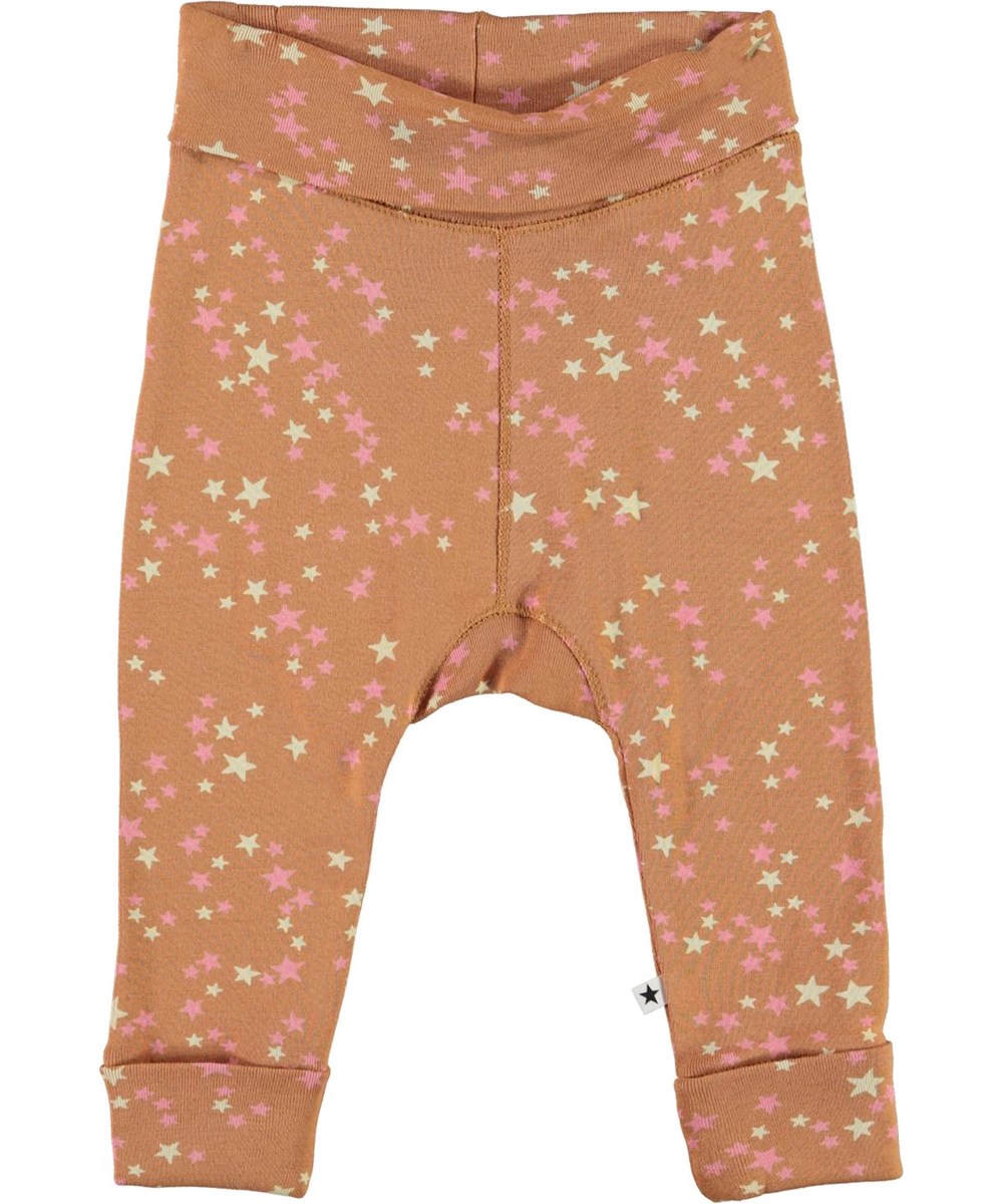 San - Starry Deer - Brown organic baby trousers with stars