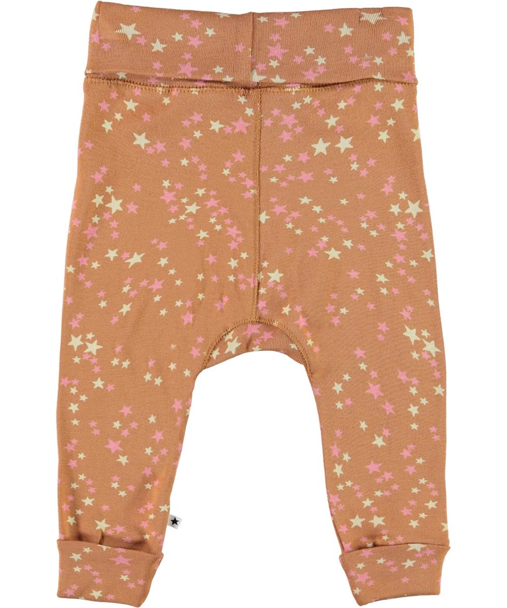San - Starry Deer - Brown organic baby trousers with stars