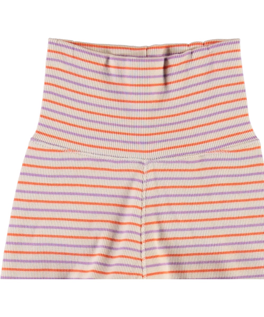 Sara - Purple Orange Stripe - Striped baby trousers