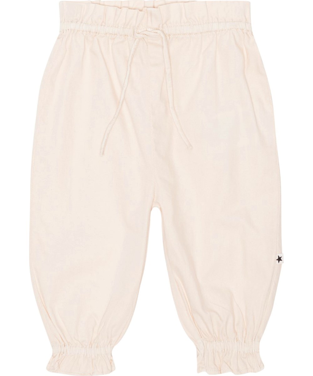Savannah - Chambrey Sand - Off-white jersey trousers for small children in soft, organic cotton