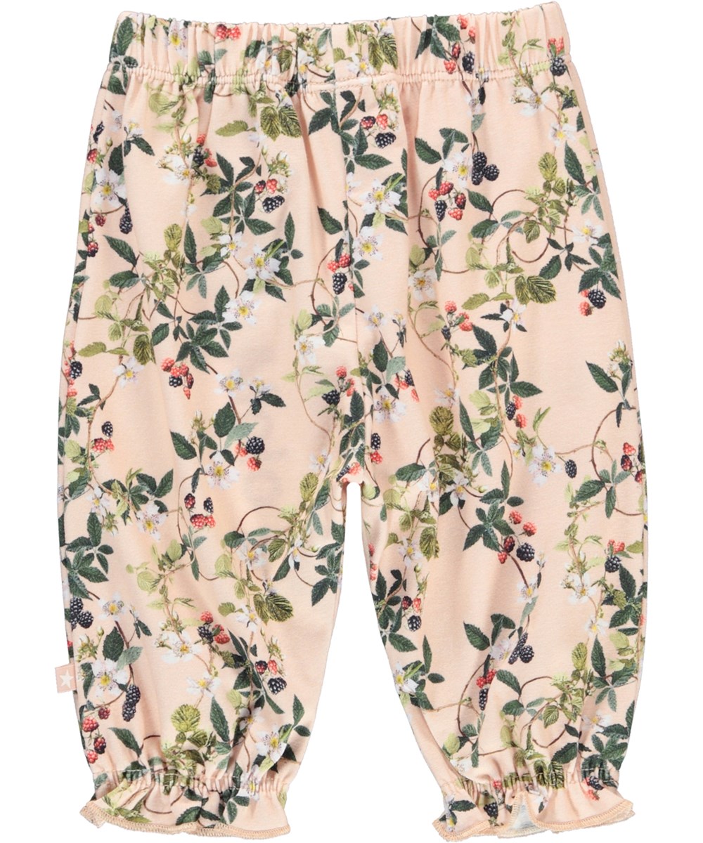 Selena - Bramble Rose - Rose organic baby trousers with blackberries 