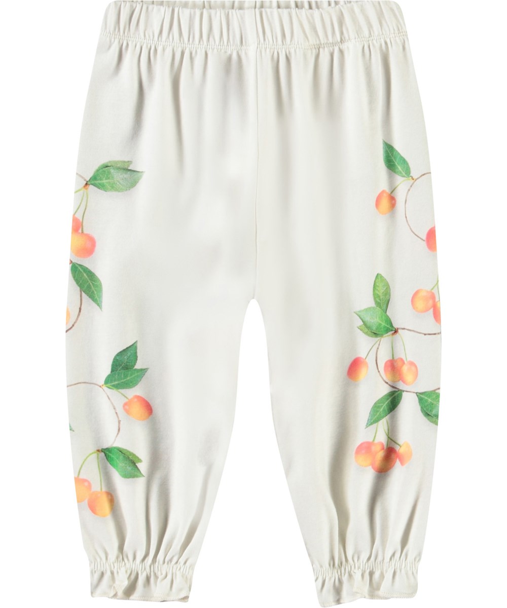 Selena - Cherry Vines - Pants in organic cotton for baby with cherry print.