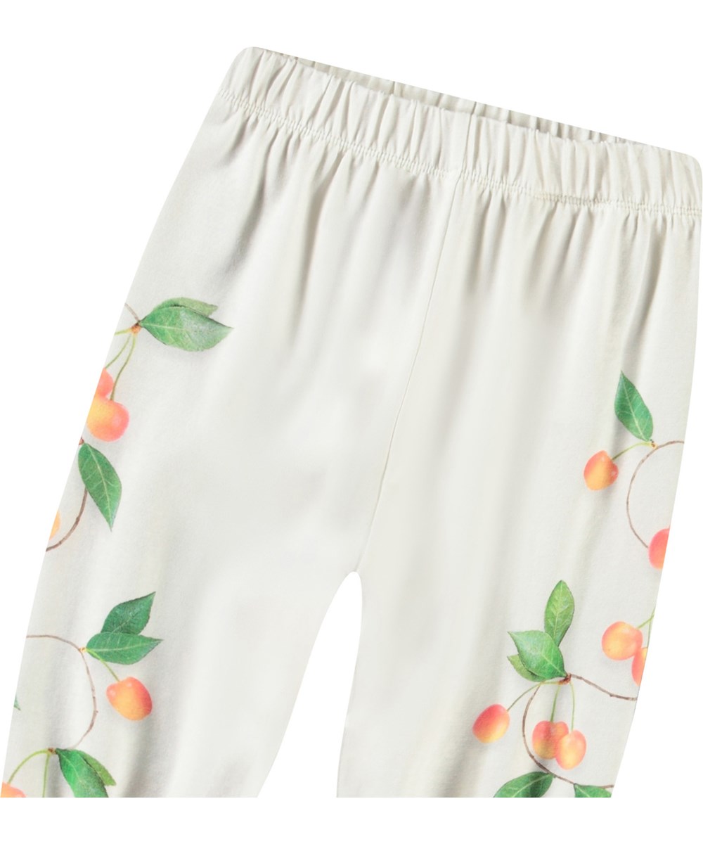 Selena - Cherry Vines - Pants in organic cotton for baby with cherry print.