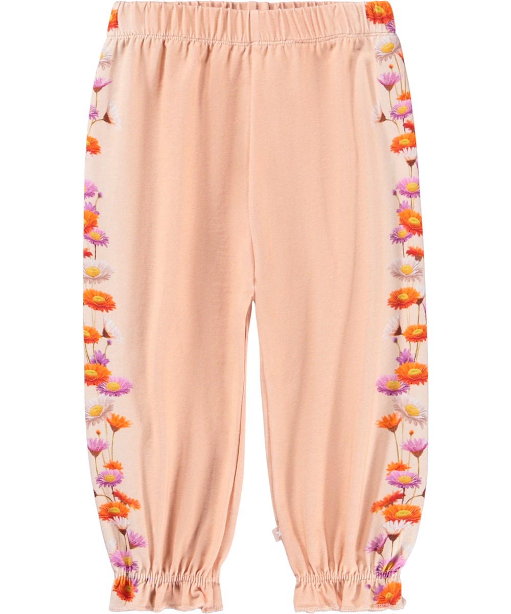 Selena - Flowers Vine - Pants for the little ones made of organic cotton with a flower print.