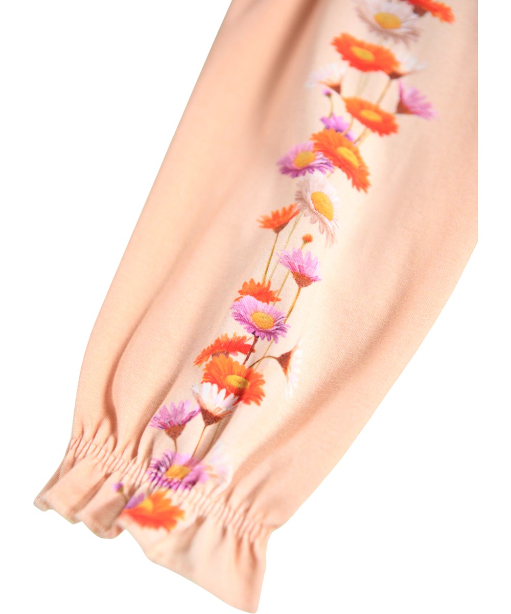 Selena - Flowers Vine - Pants for the little ones made of organic cotton with a flower print.