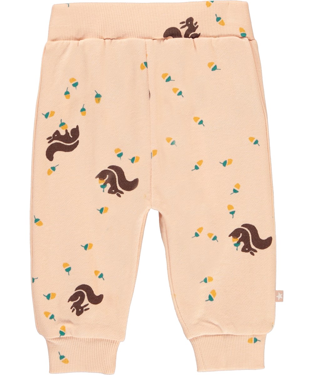 Shona - Gathering - Rose organic baby sweatpants with squirrel
