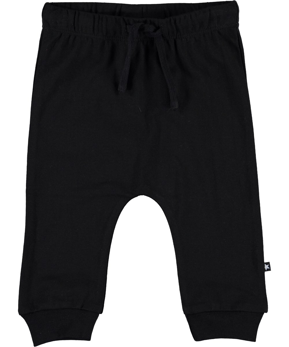 Sille - Black - Black baby trousers with ties