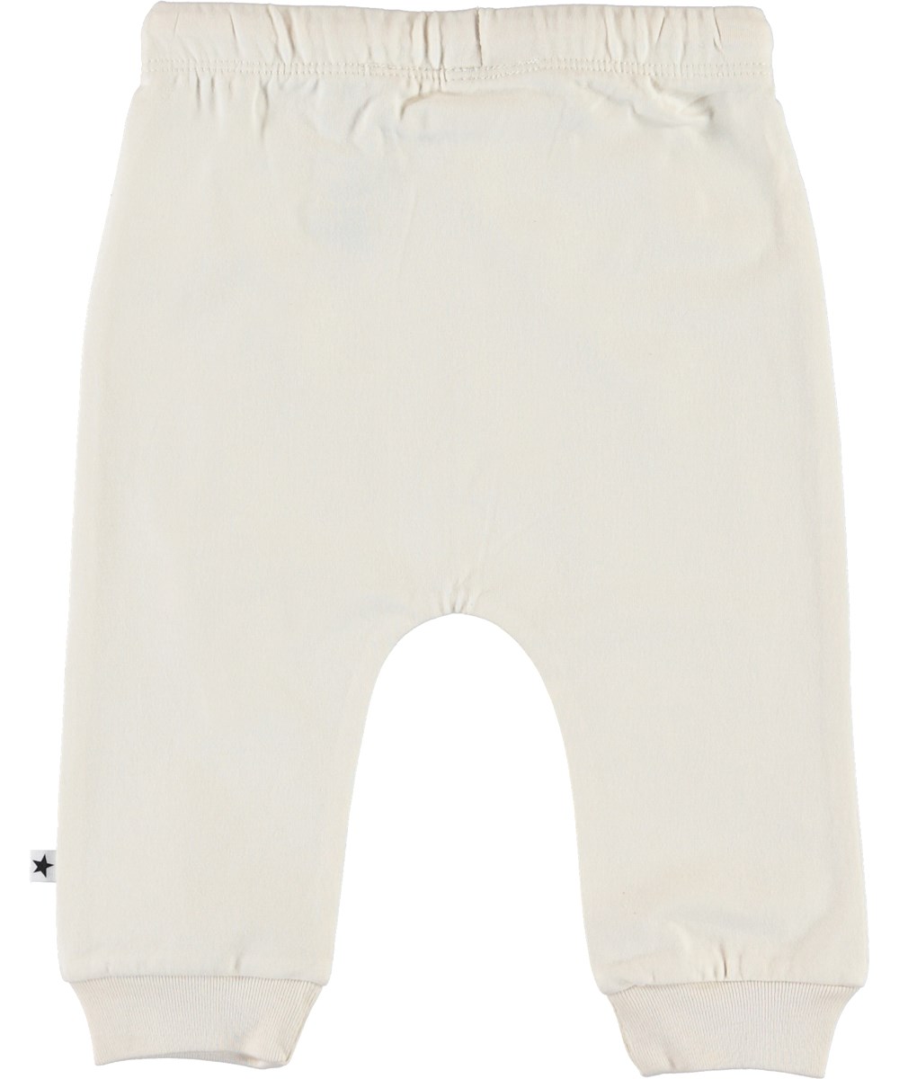 Sille - Pearled Ivory - Light-coloured baby trousers with ties 