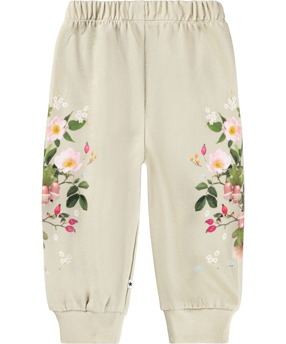 Simeon - Forest Squirrel - Soft light green pants for the little ones made of organic cotton with squirrels and flower print.