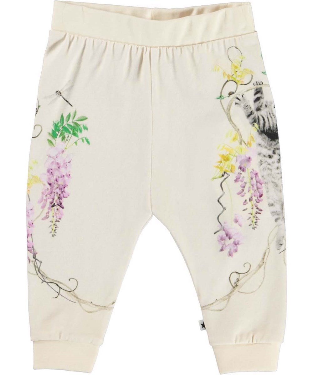 Susanne - Kitten - Light coloured organic baby trousers wisteria kittens