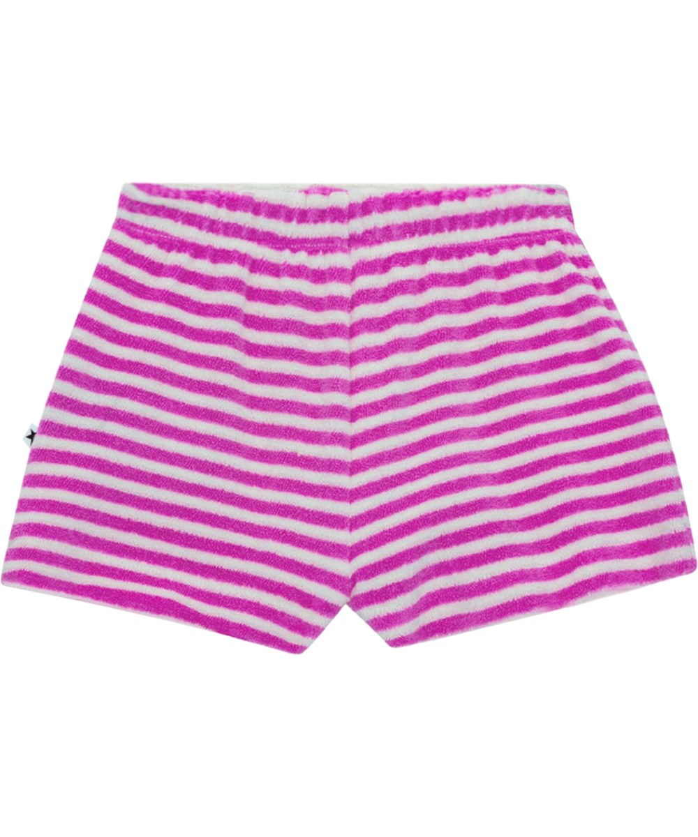 Signe - Purple Shell Stripe - Pink and off-white terry shorts for small children