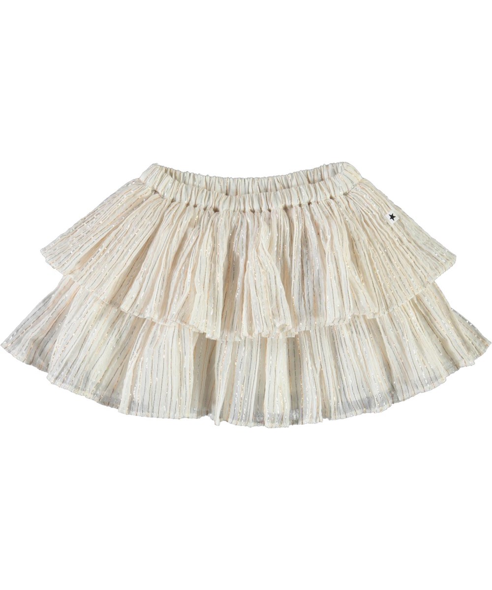 Bianca - Metalic Stripe - White baby skirt with metallic stripes