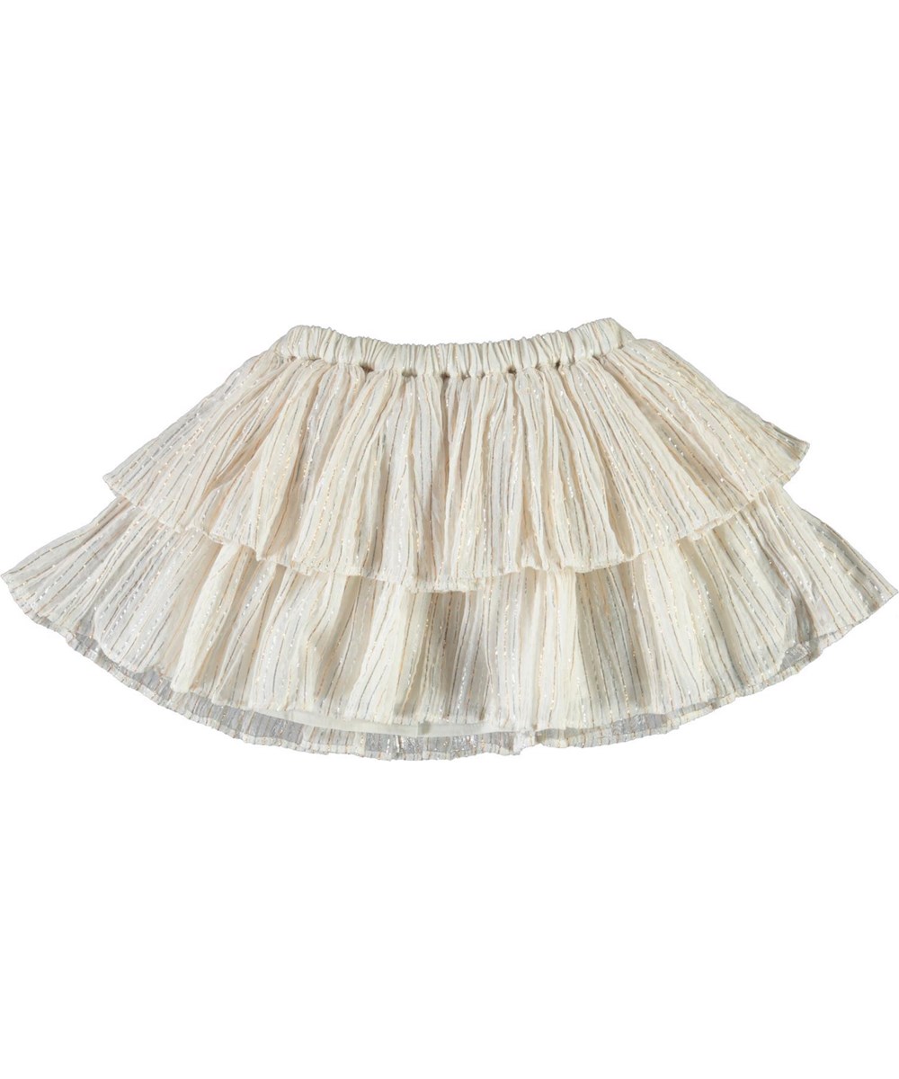 Bianca - Metalic Stripe - White baby skirt with metallic stripes