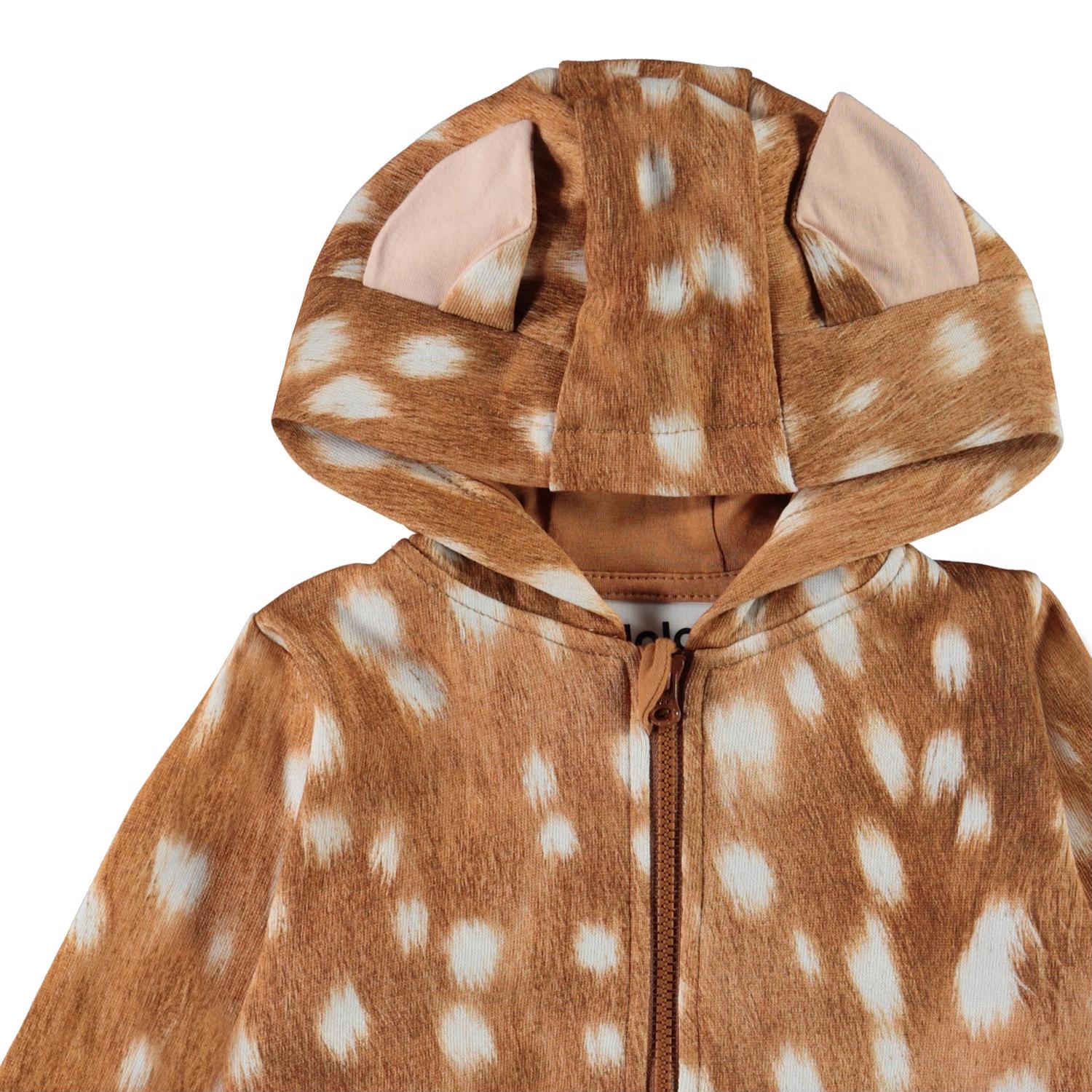 Demi Fawn AOP Brown organic baby sweatshirt with ears Molo