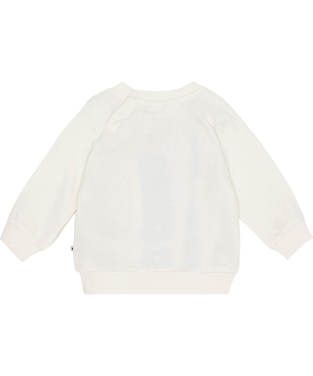 Disc - Clover Foal - Off-white jumper for small children in organic cotton jersey with a sweet print on the front of a beautiful horse in the middle of clover