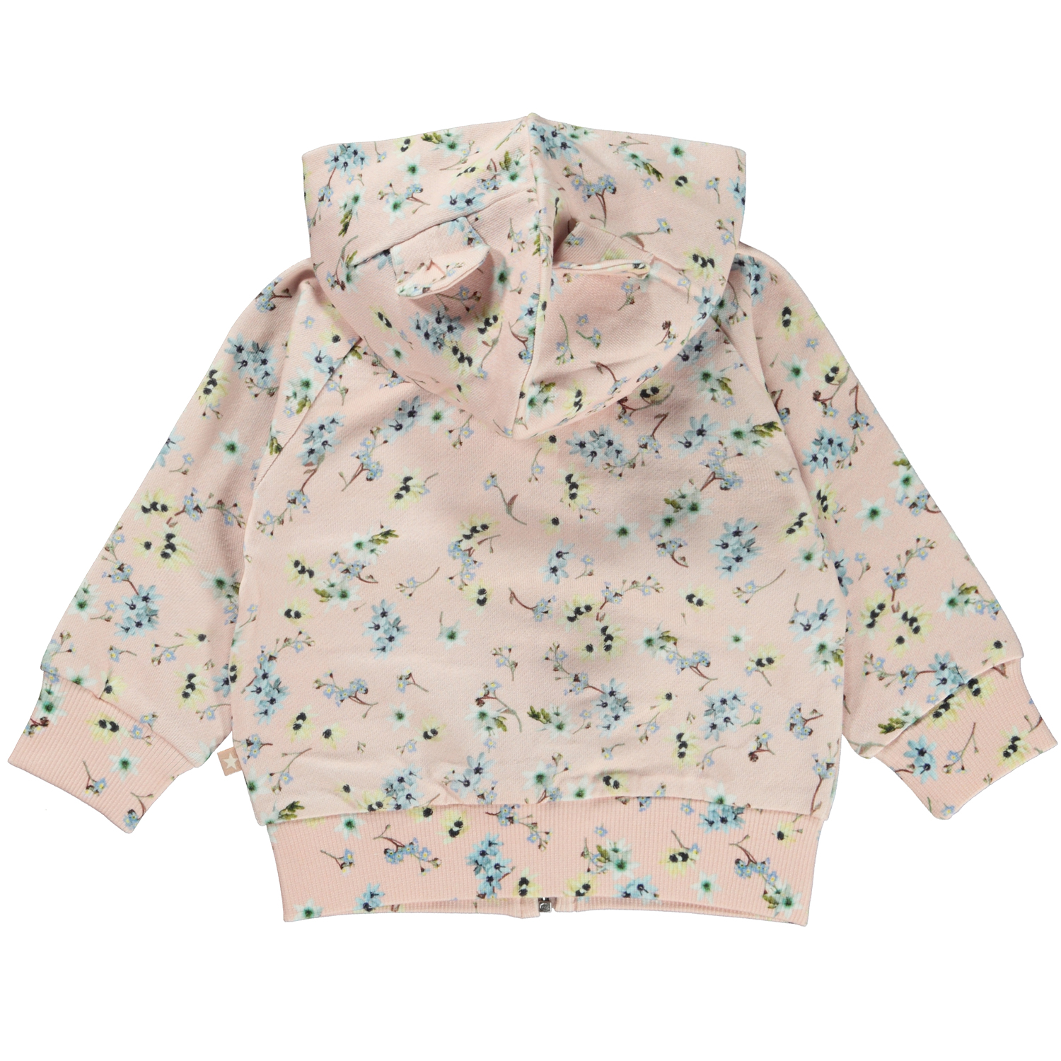 Dorothy Mini Blue Flowers Pink organic baby hoodie with ears and