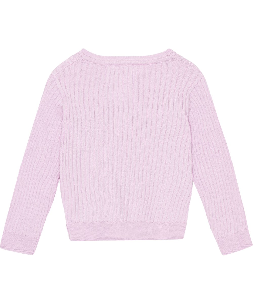 Gabby - Alpine Glow - Light purple knit cardigan for small children in organic cotton 
