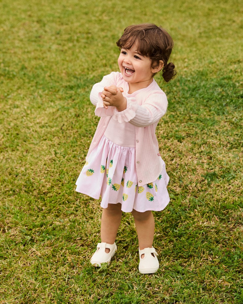 Gabby - Charlotte Pink - Pink organic knit baby cardigan