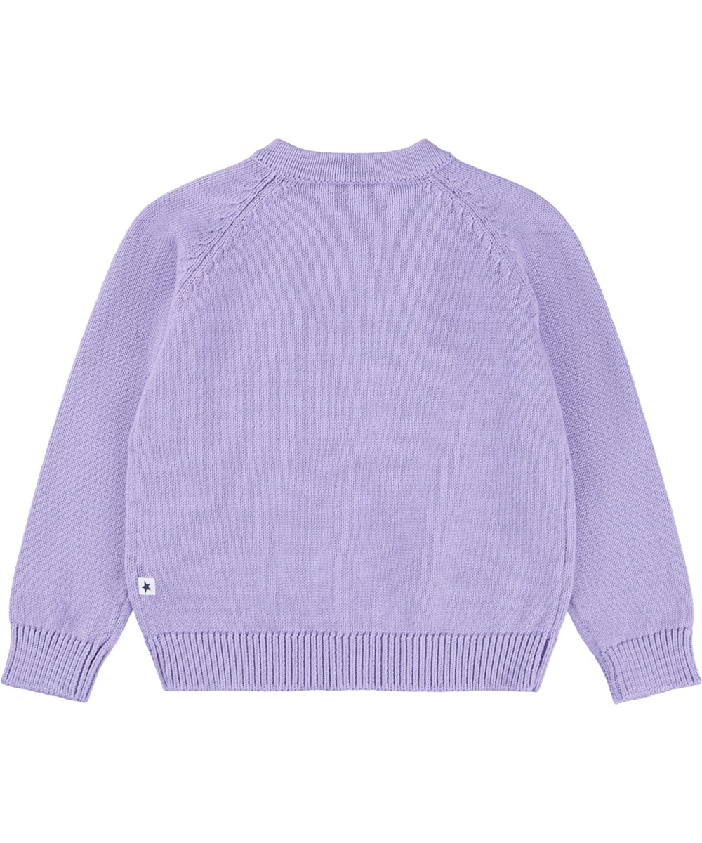 Gilli - Faded Purple - Purple knitted cardigan for the little ones  with a pattern.