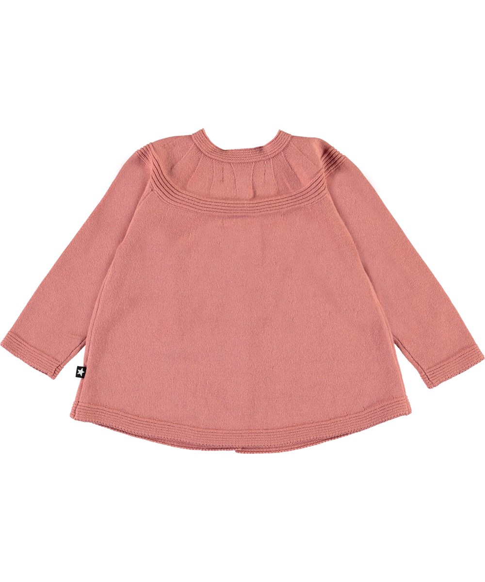 Gisela - Desert Sand - Dark rose knit baby cardigan