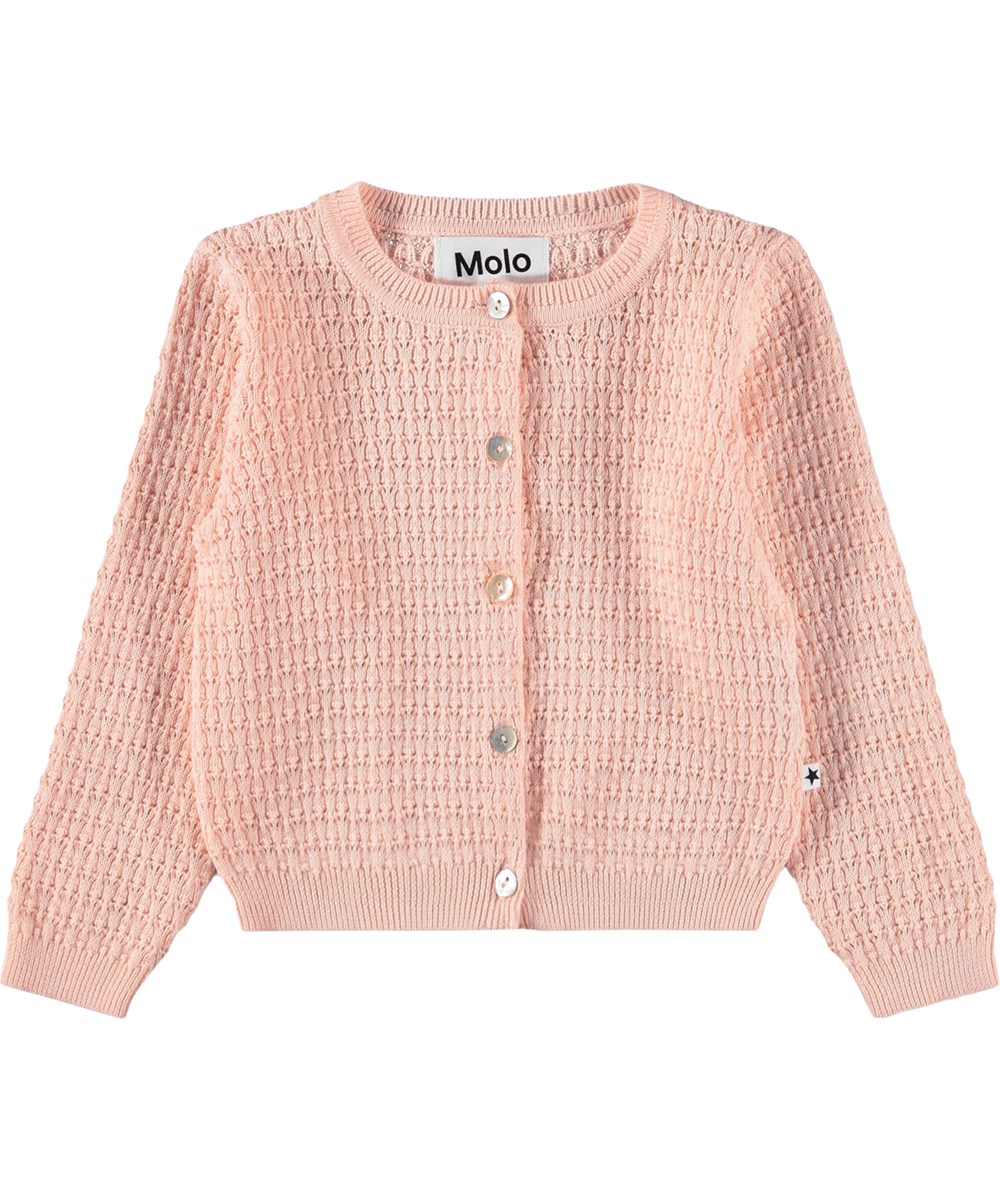 Goldie - Cloud Pink - Pink knitted cardigan for the little ones made of organic cotton