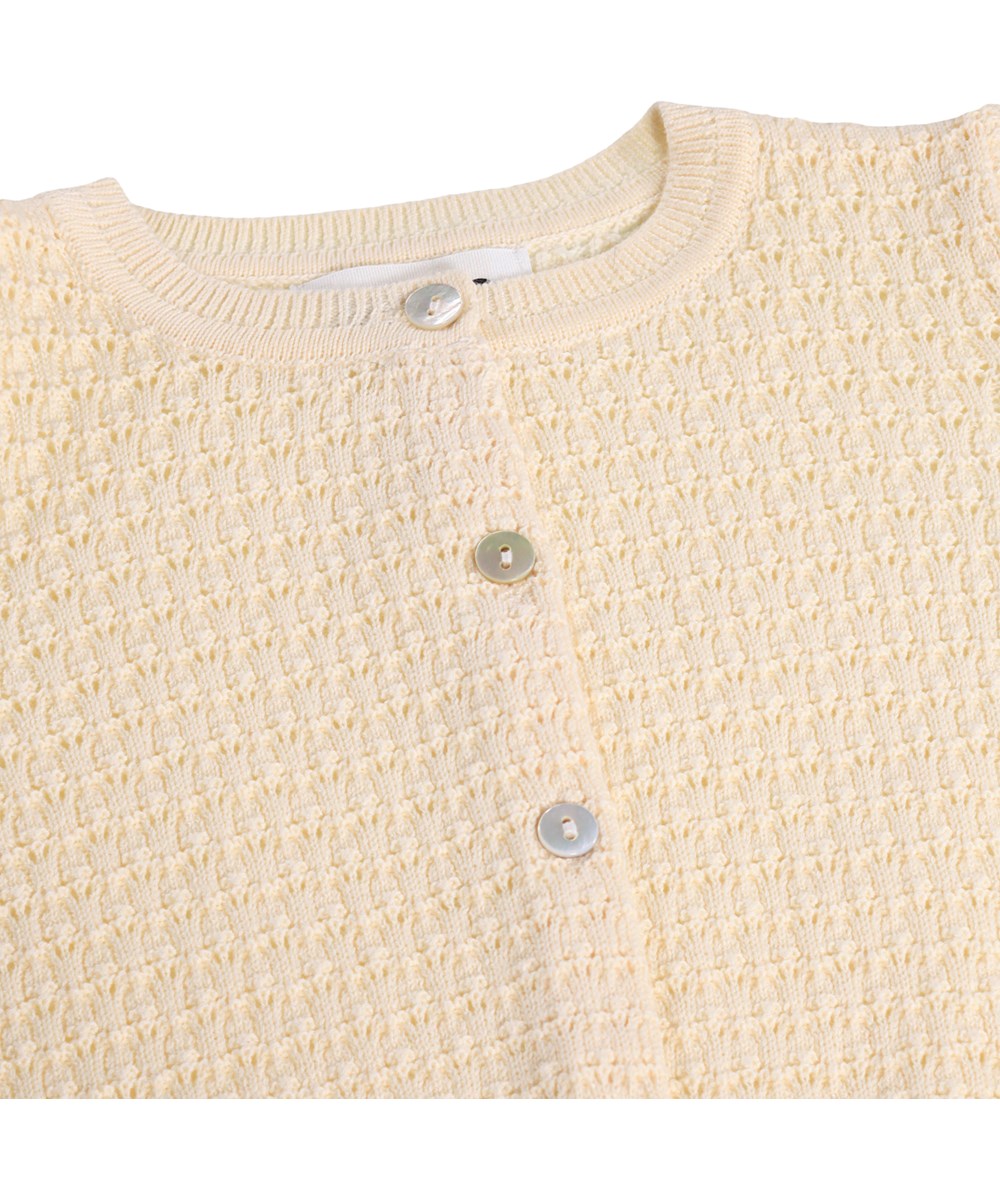 Goldie - Pearled Ivory - Cream-coloured knitted cardigan for the little ones made of organic cotton