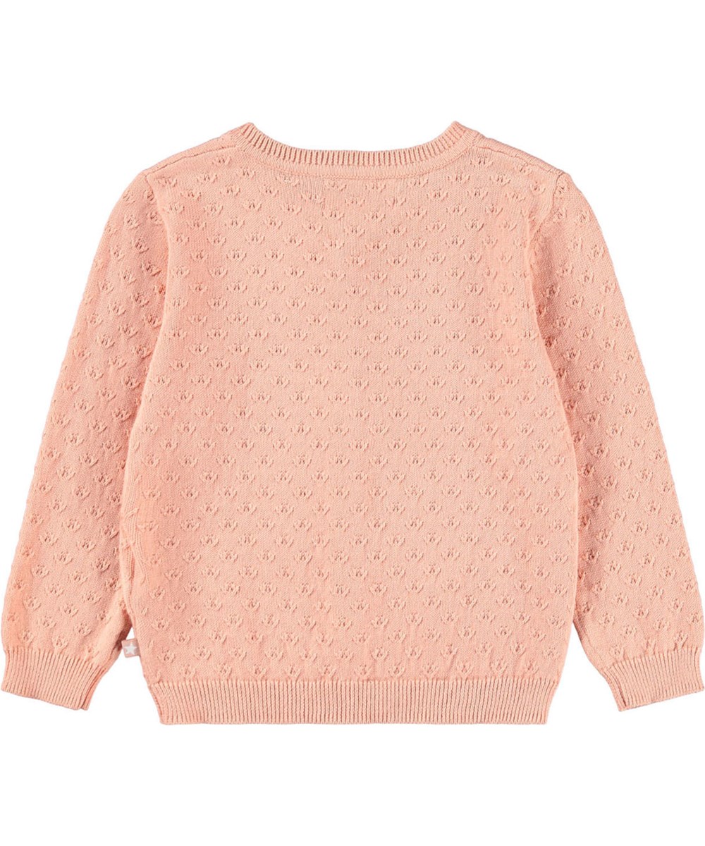 Goldie - Rose Cloud - Rose knitted cardigan for the little ones made of organic cotton.