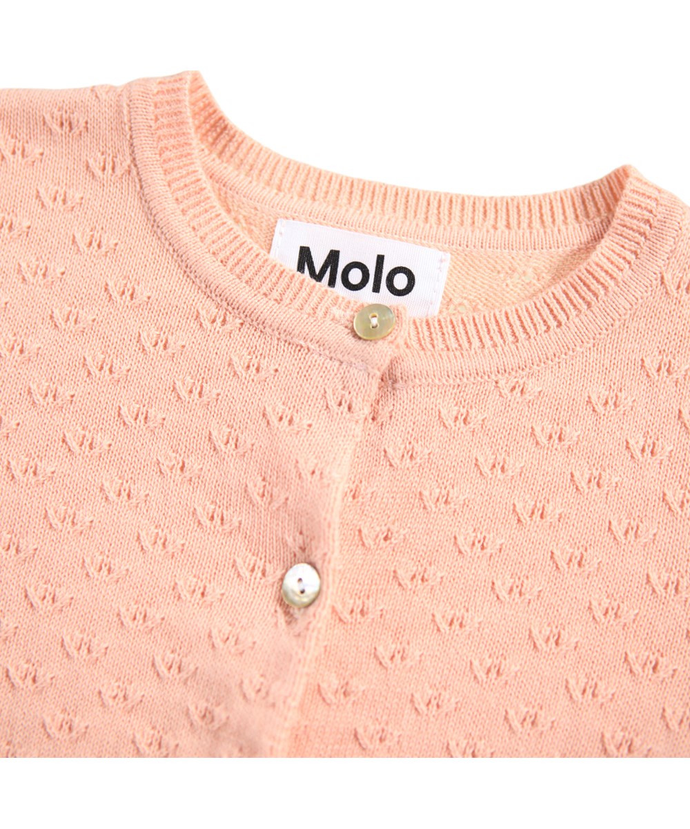 Goldie - Rose Cloud - Rose knitted cardigan for the little ones made of organic cotton.