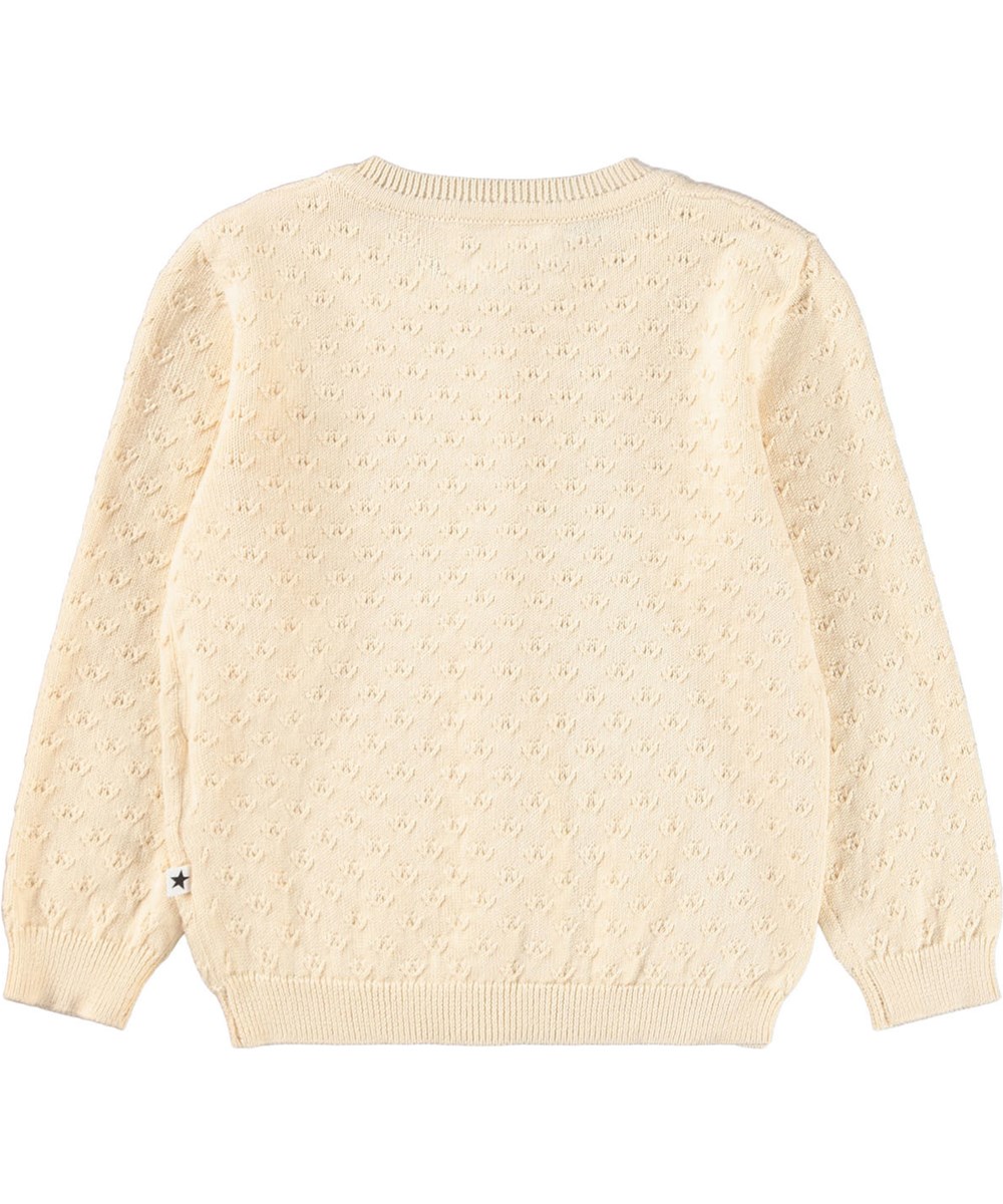 Goldie - Summer Sand - Off-white knitted cardigan for the little ones made of organic cotton.
