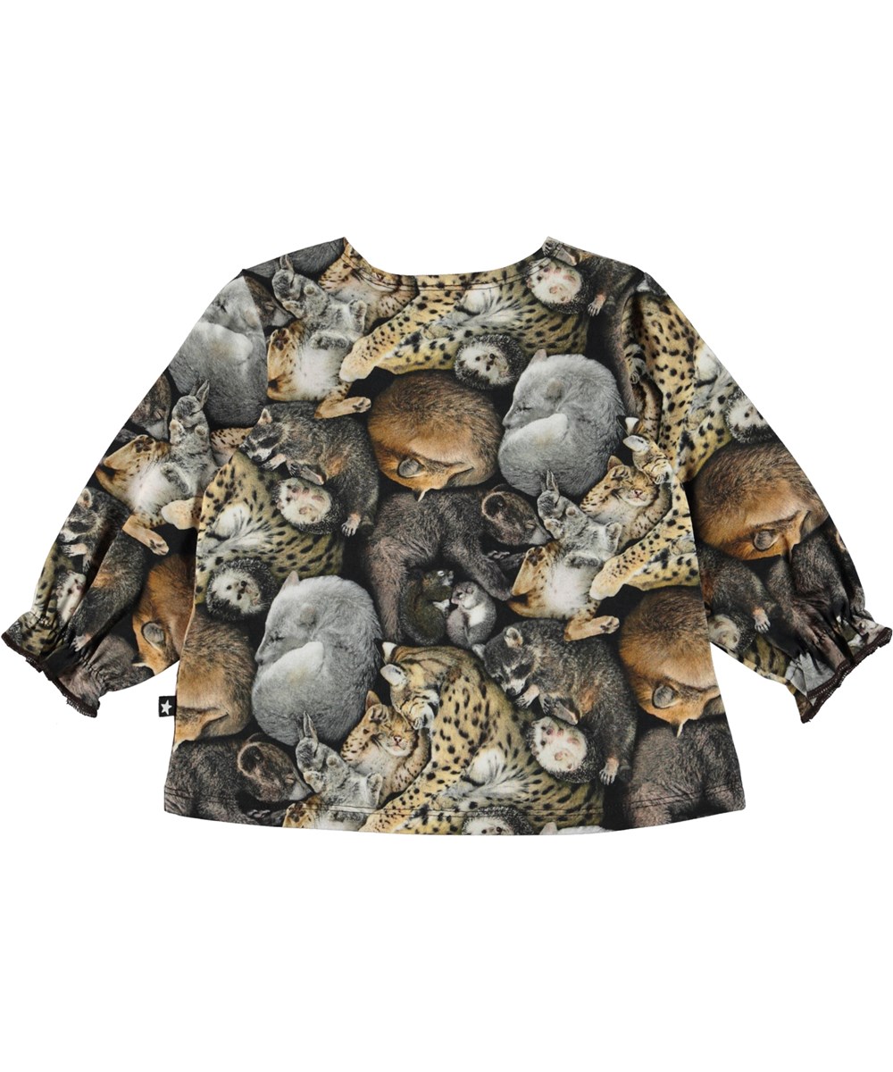 Elina - Hibernation - Organic baby top with a print of sleeping animals
