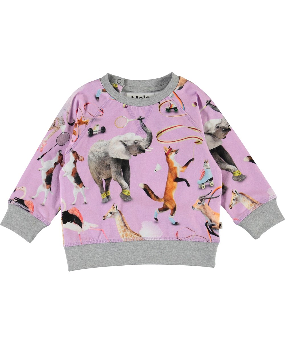 Elsa - Made For Motion - Purple organic baby top with animals