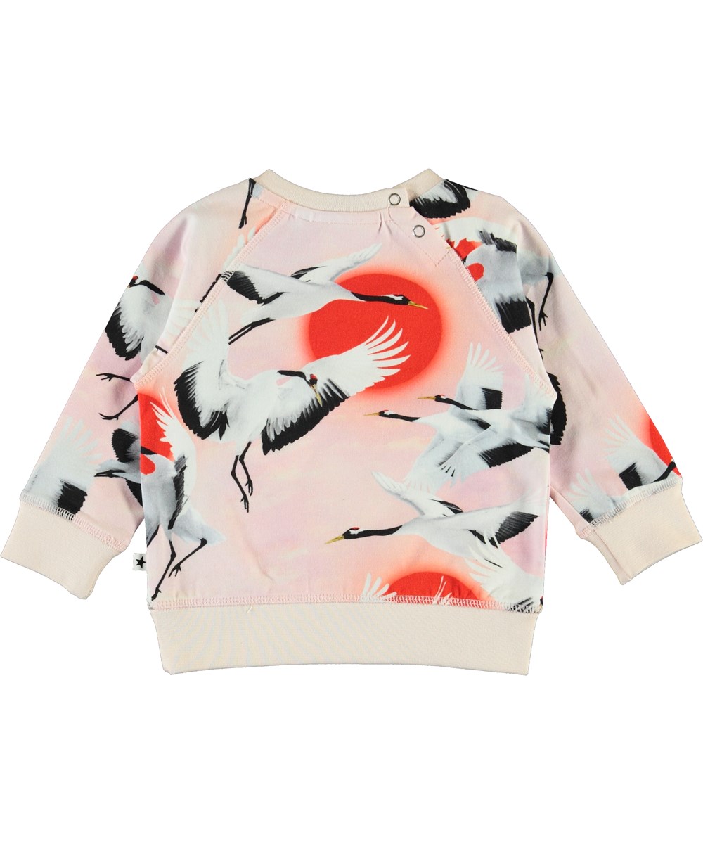 Elsa - Sunrise Cranes - Organic baby top with birds