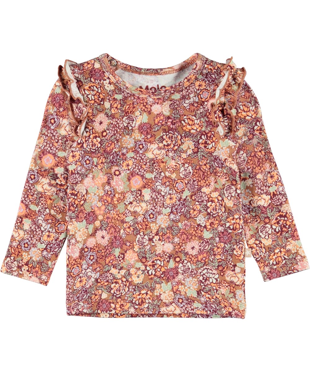 Emma - Bloom - Organic baby top with flowers and ruffles 