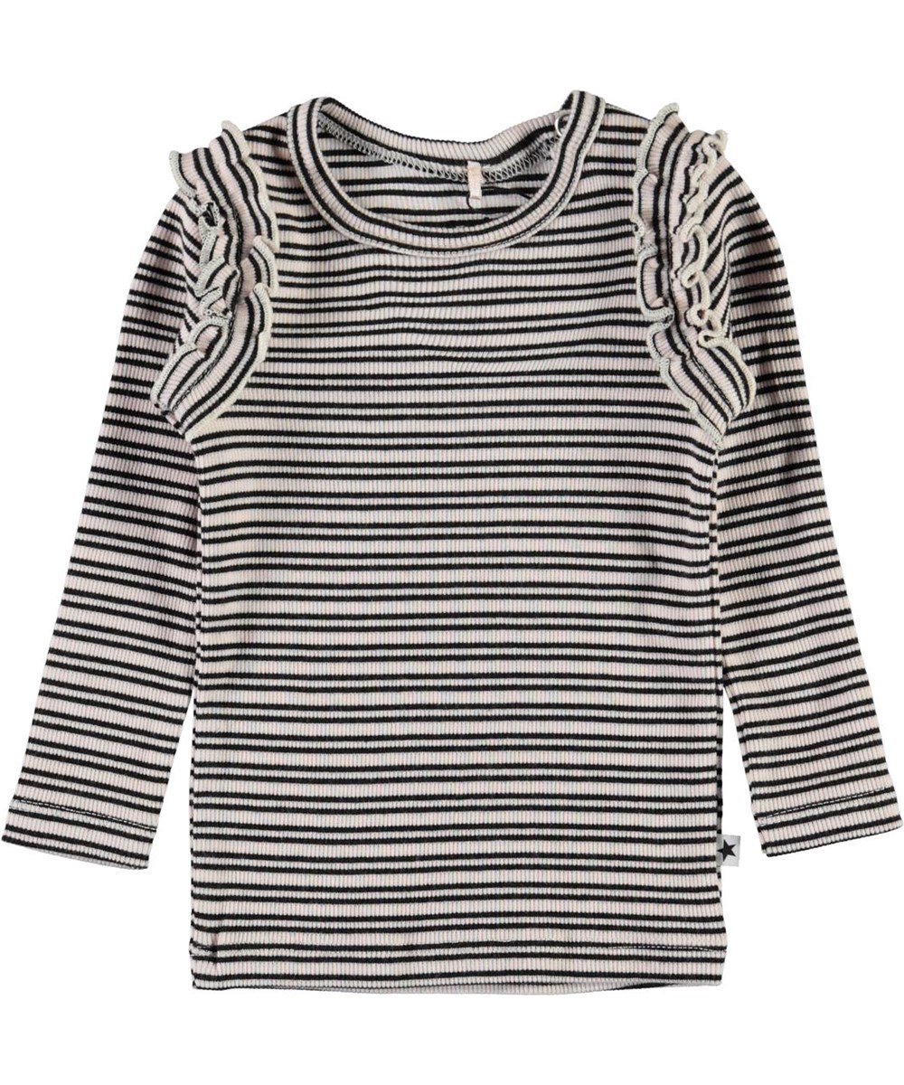 Emma - Blossom Black Stripe - Baby top in rib and stripes