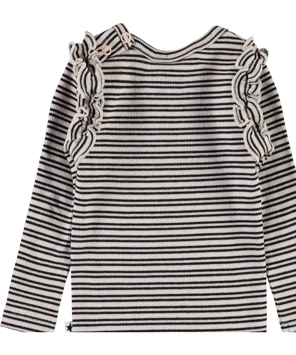 Emma - Blossom Black Stripe - Baby top in rib and stripes