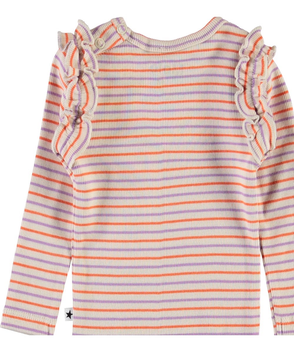 Emma - Purple Orange Stripe - Baby top in rib and stripes