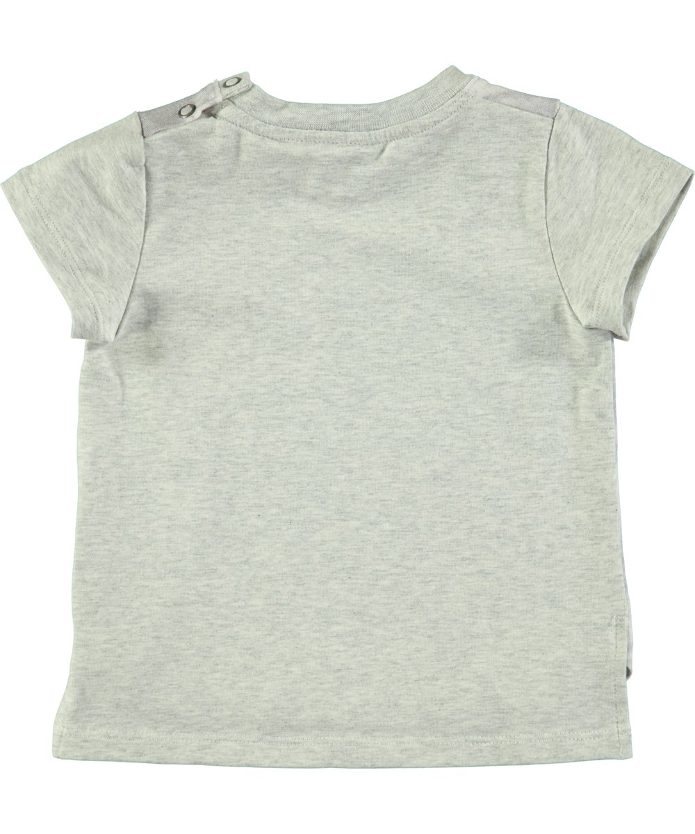 Erin - Flower Bunny - Short sleeve grey baby t-shirt with digital rabbit and flower print