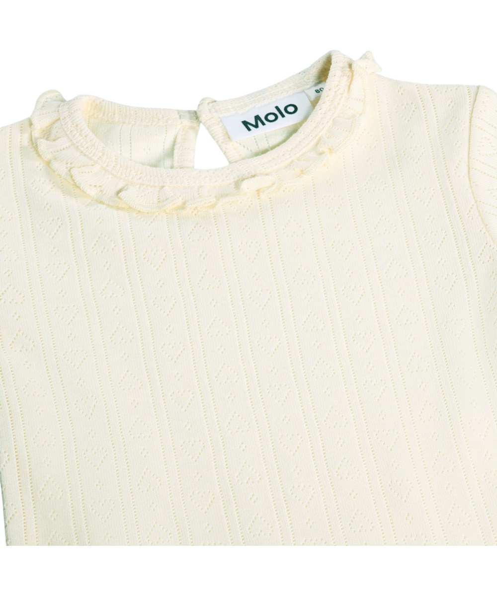 Esmeralda - Pearled Ivory - White T-shirt for the little ones made of organic cotton with pointelle eyelet pattern