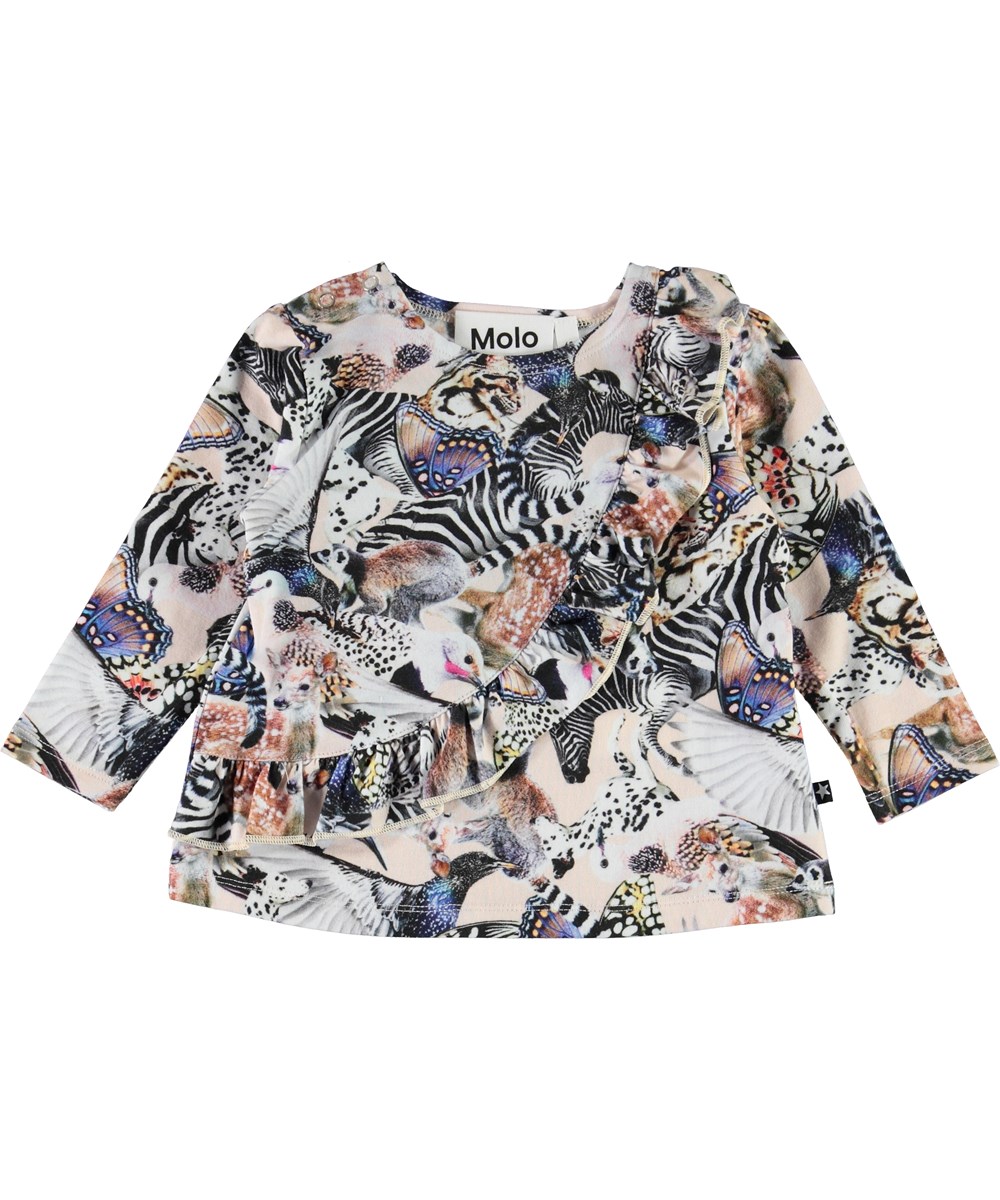Evelyn - Twister - Baby top with animals and ruffles