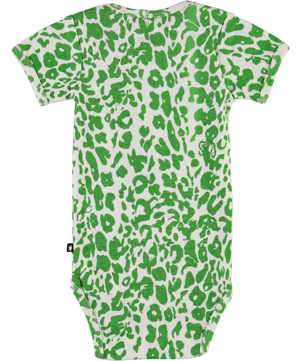 Fawl - Leopard Animals - Groene biologische luipaard baby romper. 