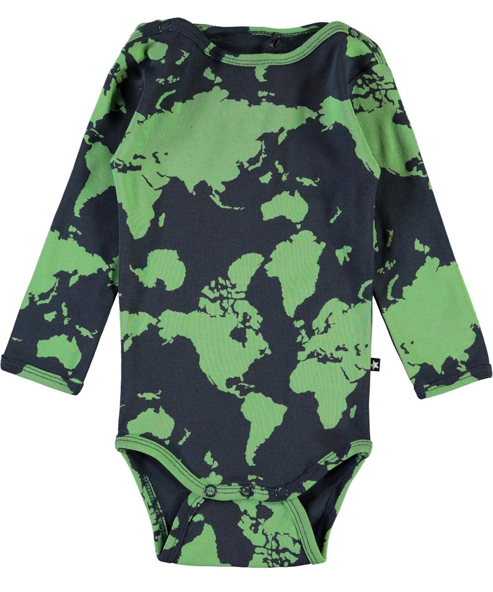 Foss - Small World - Biologische baby romper met de wereldkaart