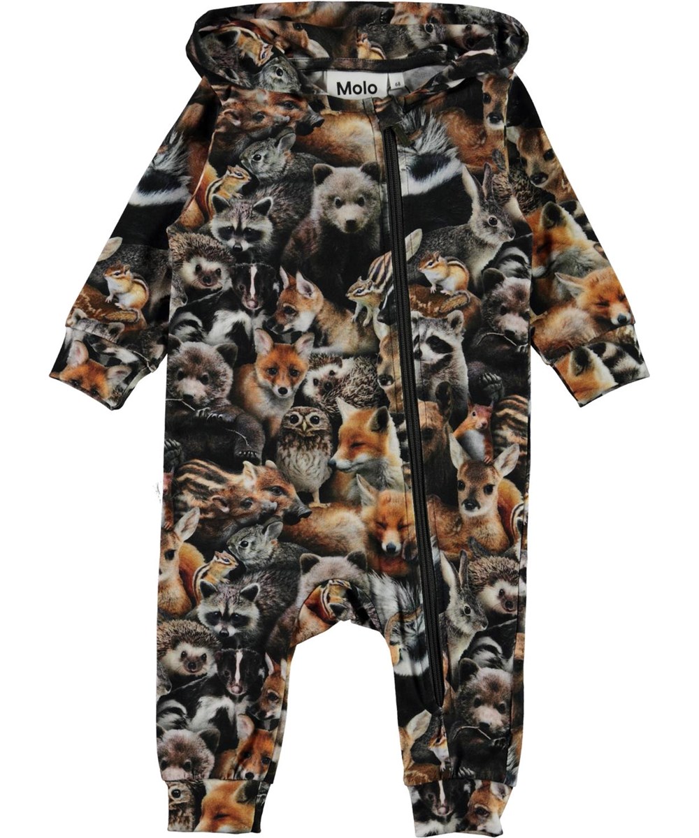 Fowo - Forest Animals - Biologische babypakje met capuchon en dieren